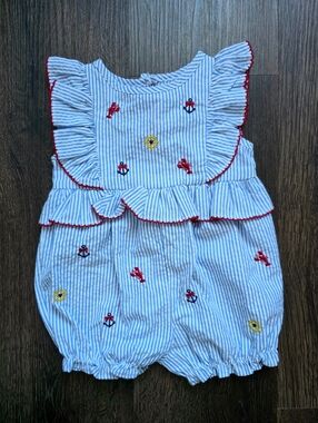Good Lad blue nautical seersucker romper